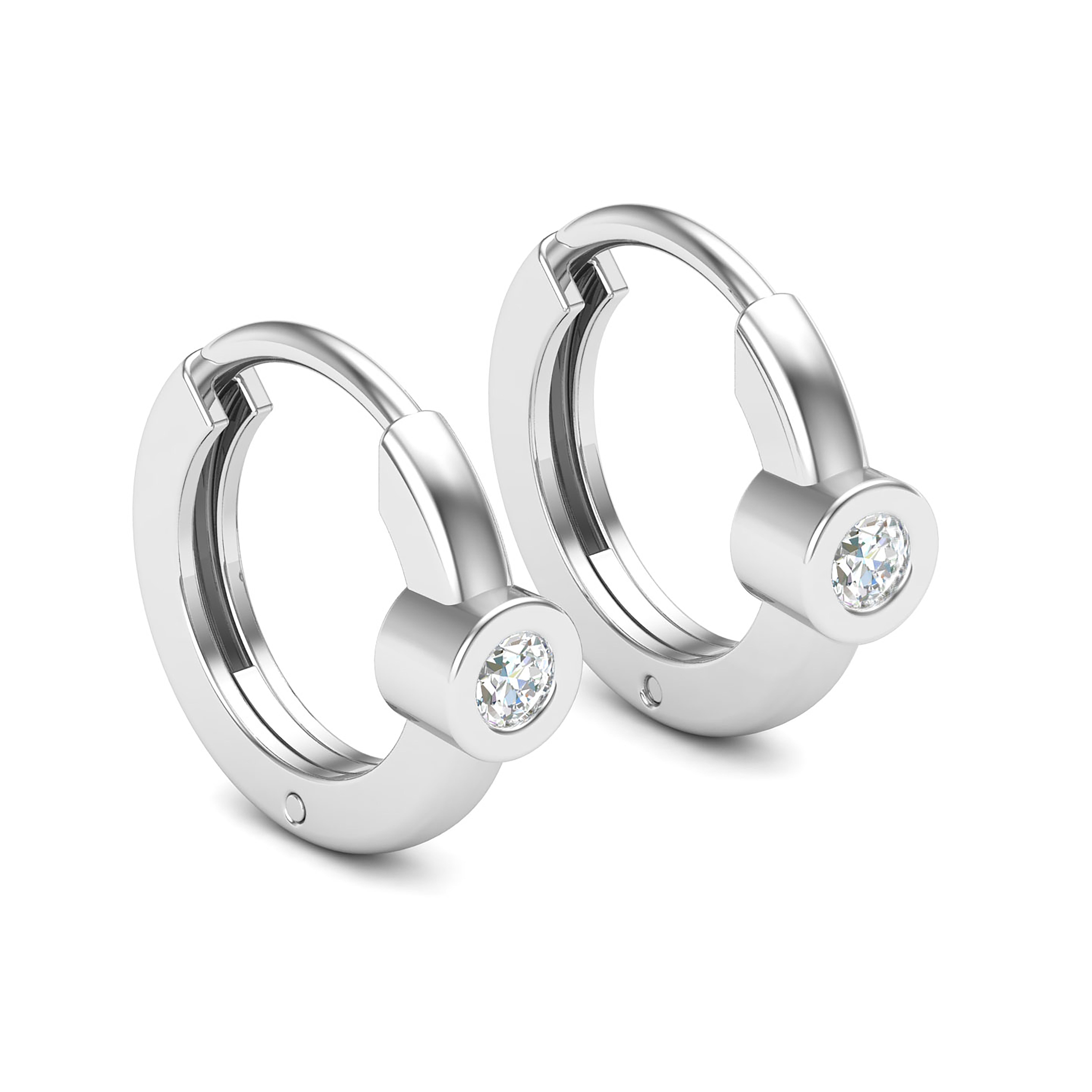Elegant Solitaire Bezel-Set Hoop Earrings